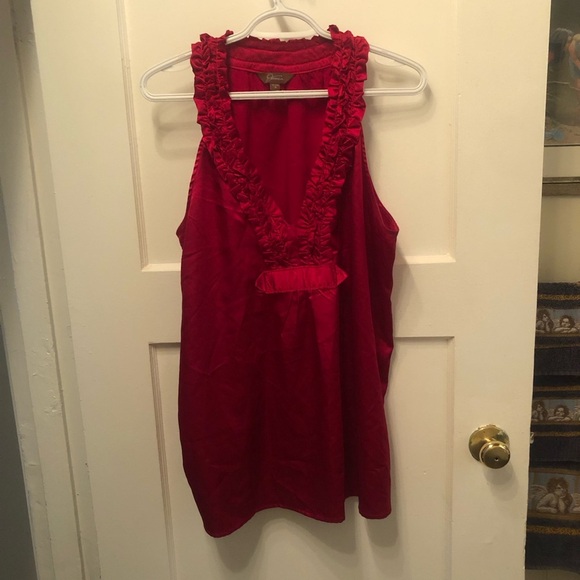 Vintage red Jessica Sleeveless Ruffle Top. Size 18. Exl.beautiful blouse - Picture 6 of 7